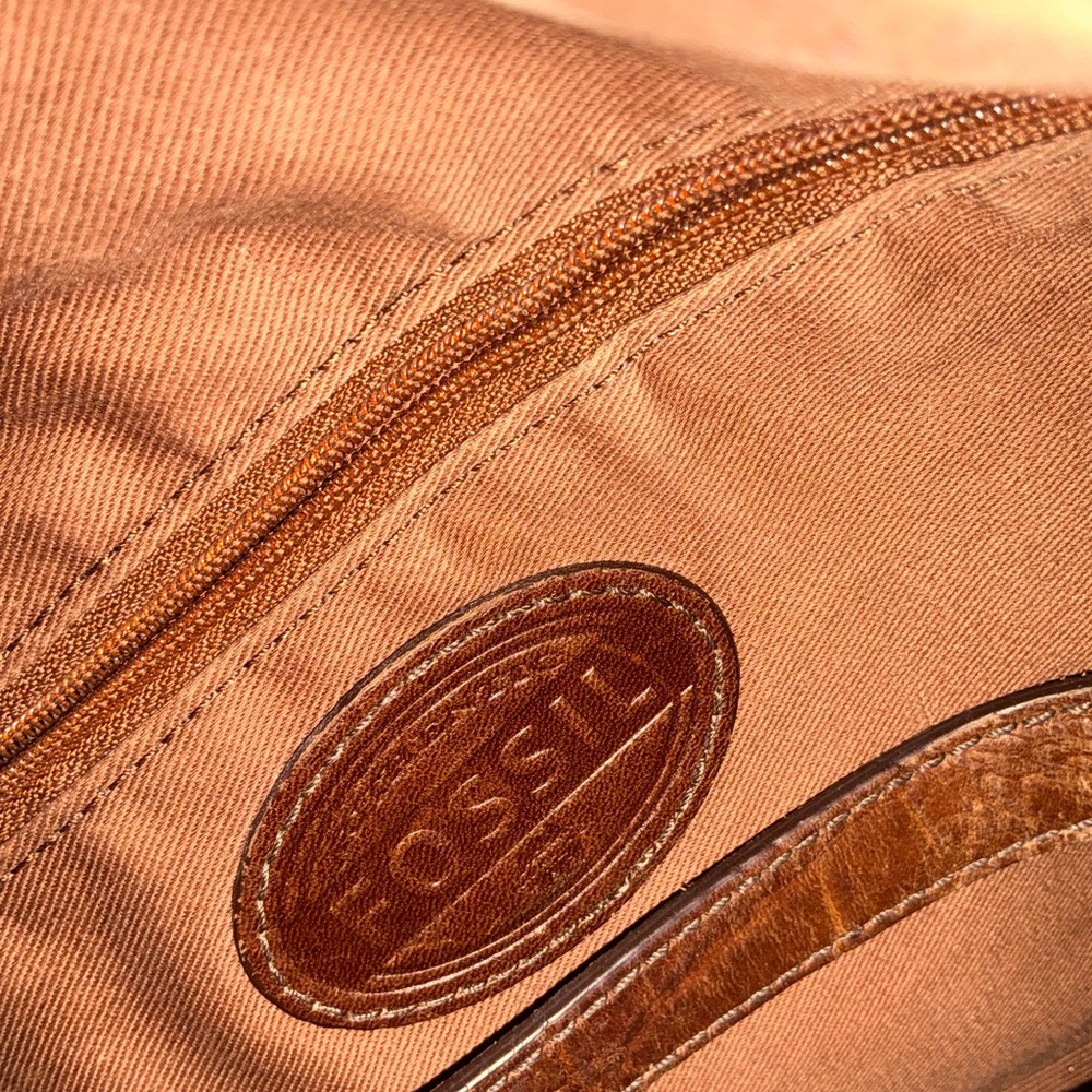 Fossil Dark Brown Croc-Embossed Tote - Picture 3 of 9